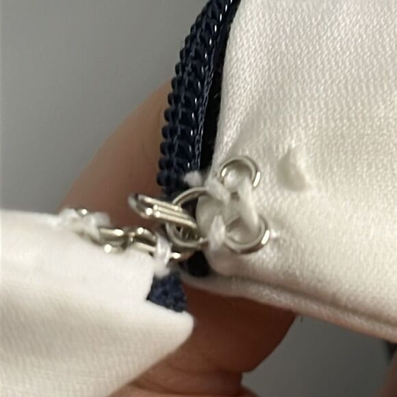Milly Navy White Strapless Zip-Up Dress Gold-Tone Chain Nautical Mini-Size 4 - Picture 11 of 16